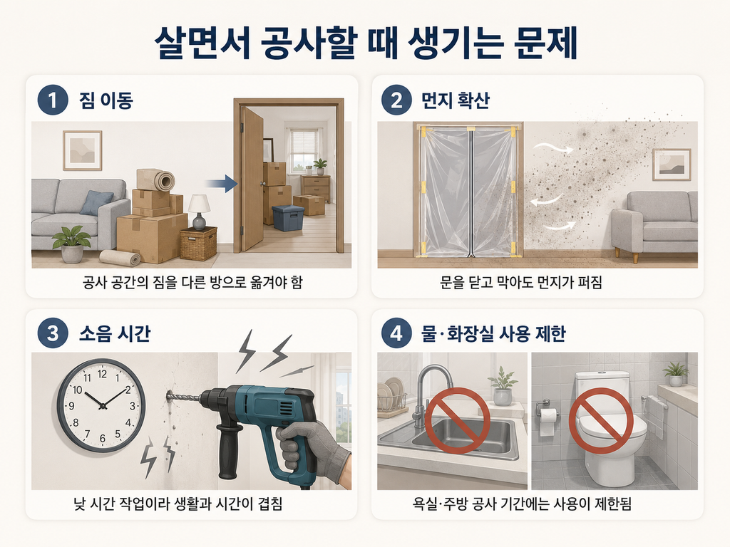 살면서 공사할 때 생기는 문제
