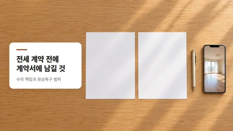 전세 계약 전 확인할 것 — 수리·원상복구 체크 7가지