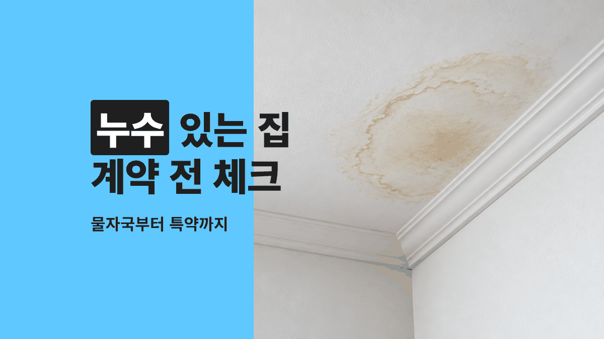 누수 있는 집 매수, 천장 물자국을 본 날부터 계약서까지